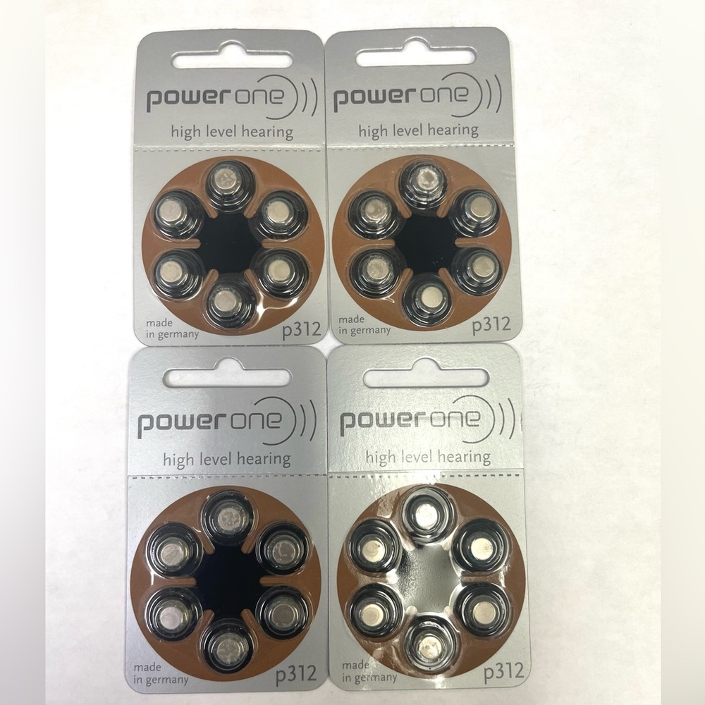 4 pack of power one hearing aid batteries.